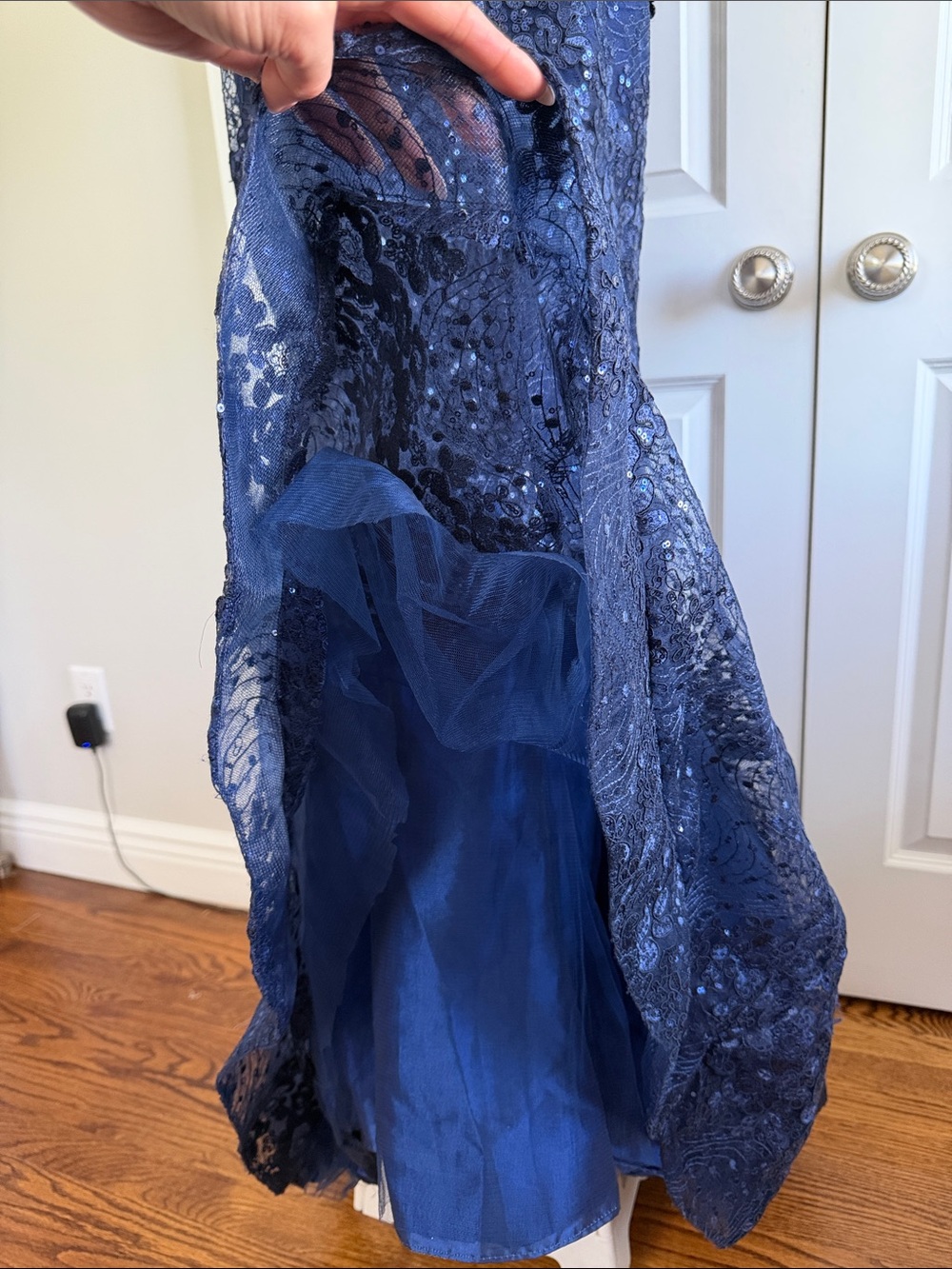 Ivonne D for Mon Cheri Off-Shoulder Sequins Embroidered Wedding MOB Gown Size6-8 - Picture 15 of 17